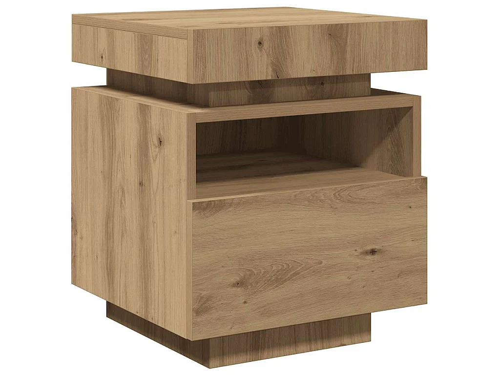 Mesa de cabeceira c/ LEDs 40x39x48,5 cm carvalho artisiano