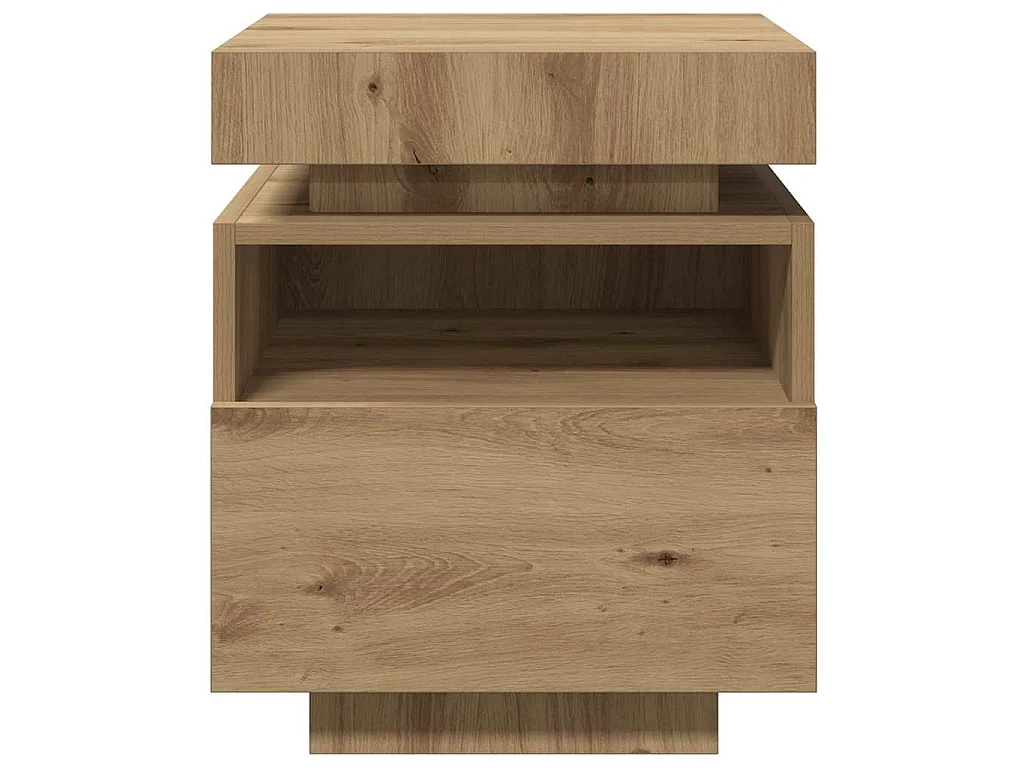 Mesa de cabeceira c/ LEDs 40x39x48,5 cm carvalho artisiano