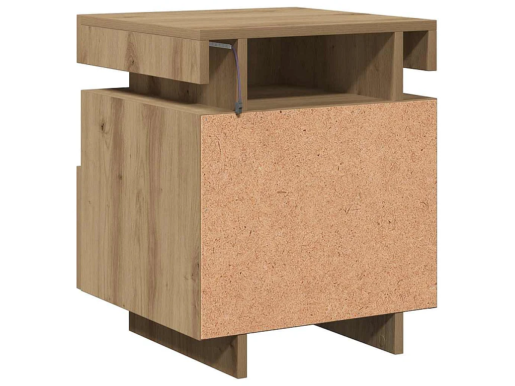 Mesa de cabeceira c/ LEDs 40x39x48,5 cm carvalho artisiano
