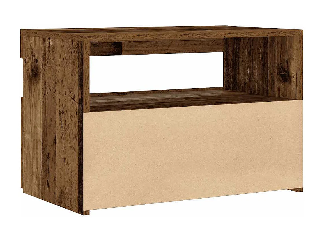 Table de chevet avec lumières LED vieux bois bois d'ingénierie