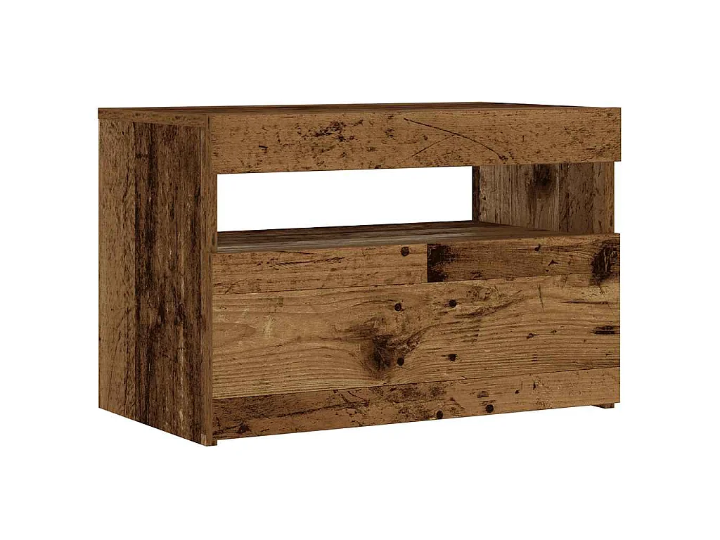 Comodino con LED Legno Antico 60x35x40 cm in Legno Multistrato