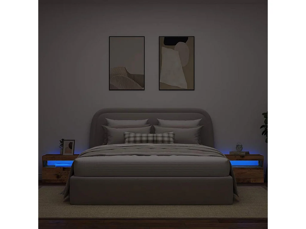Nachttisch mit LED-Leuchten Altholz-Optik 60x35x40 cm