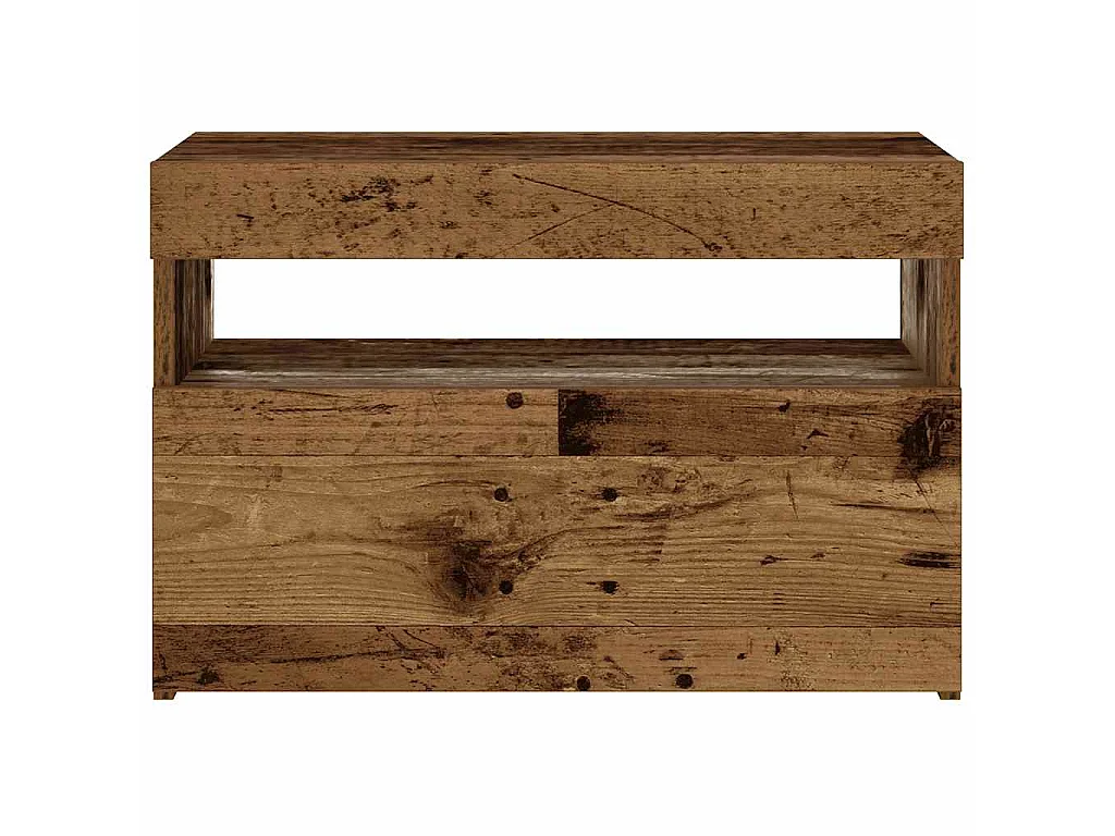 Nachttisch mit LED-Leuchten Altholz-Optik 60x35x40 cm