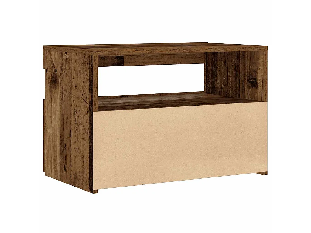 Nachttisch mit LED-Leuchten Altholz-Optik 60x35x40 cm