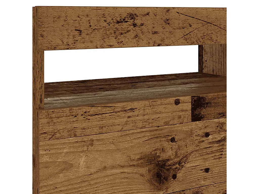 Nachttisch mit LED-Leuchten Altholz-Optik 60x35x40 cm