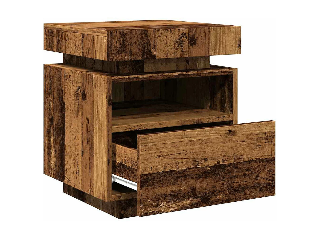 Nachtkastjes met LED-verlichting 2 st 40x39x48,5 cm oud hout