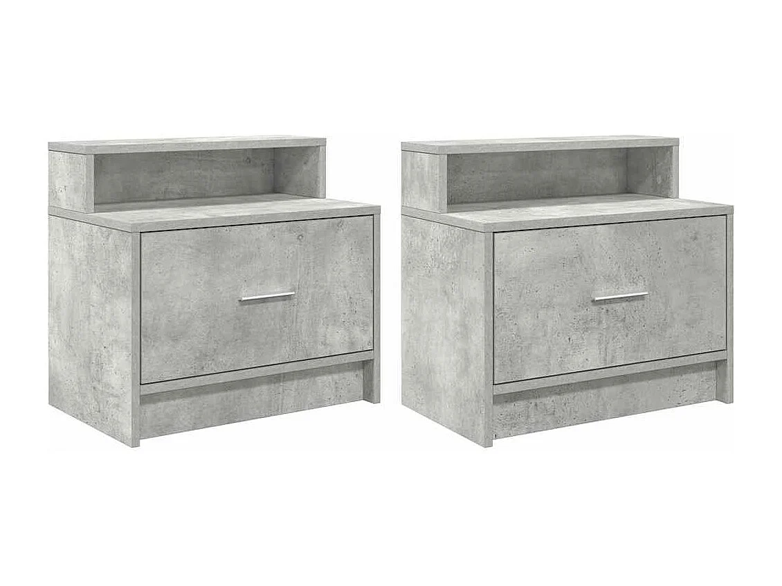 Nachttische mit Schublade 2 Stk. Betongrau 51x31x47 cm