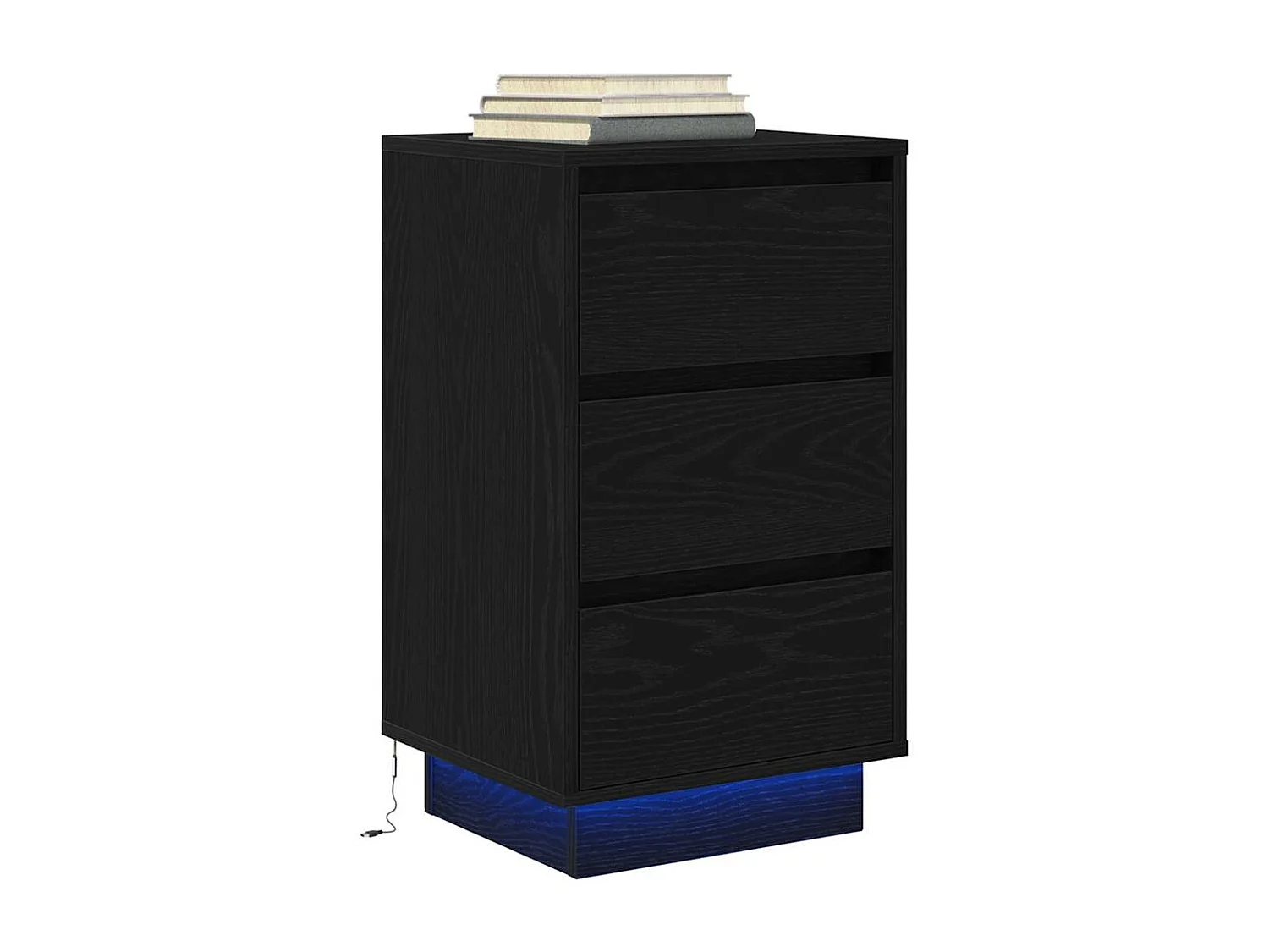 Table de chevet avec lumières LED noir 38x34x65 cm