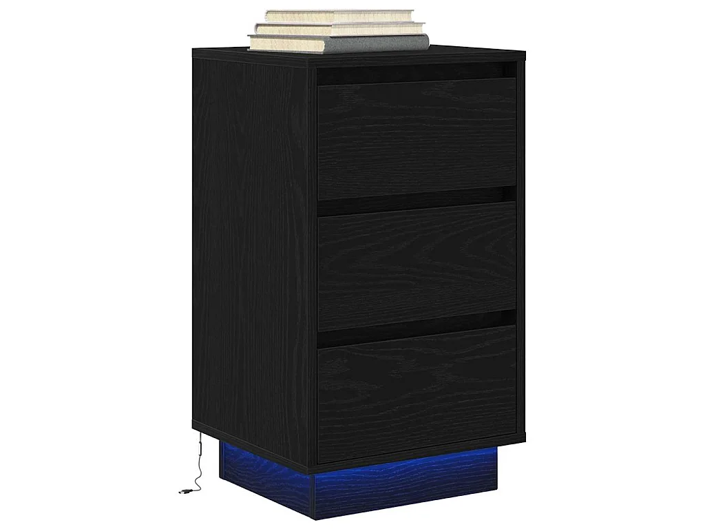 Nachttisch mit LED-Leuchten Schwarz 38x34x65 cm