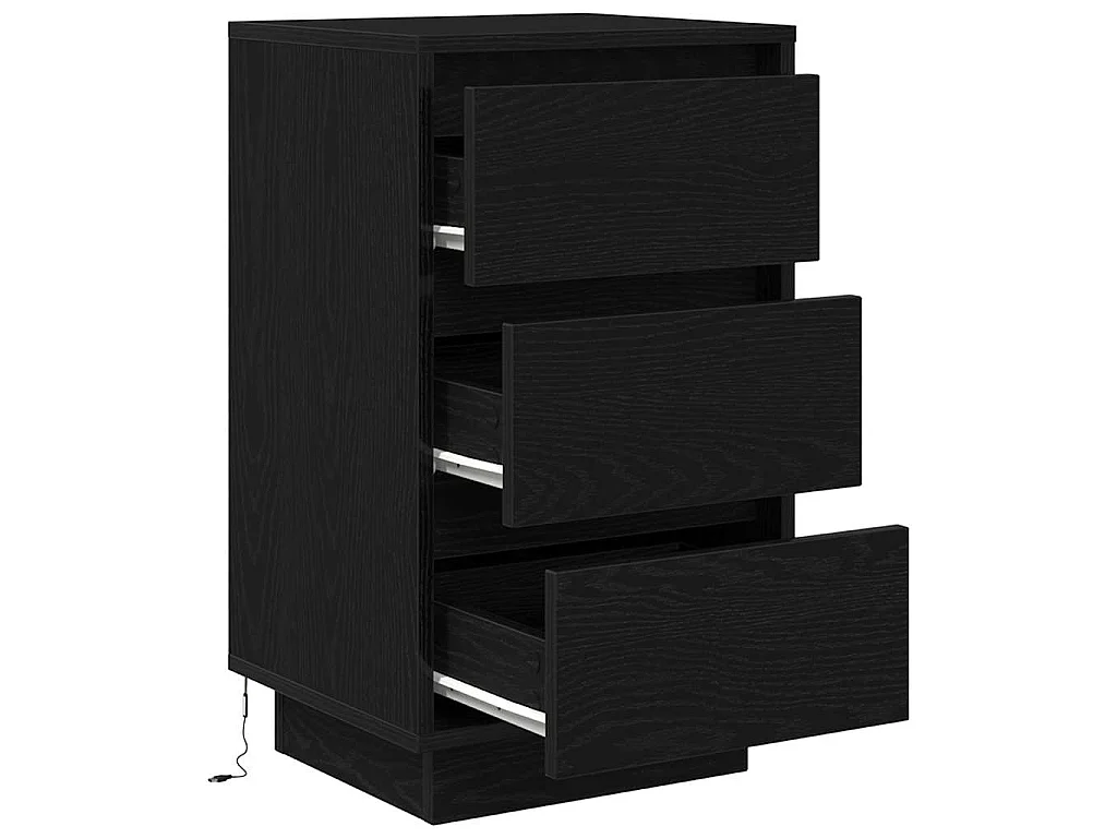 Nachttisch mit LED-Leuchten Schwarz 38x34x65 cm