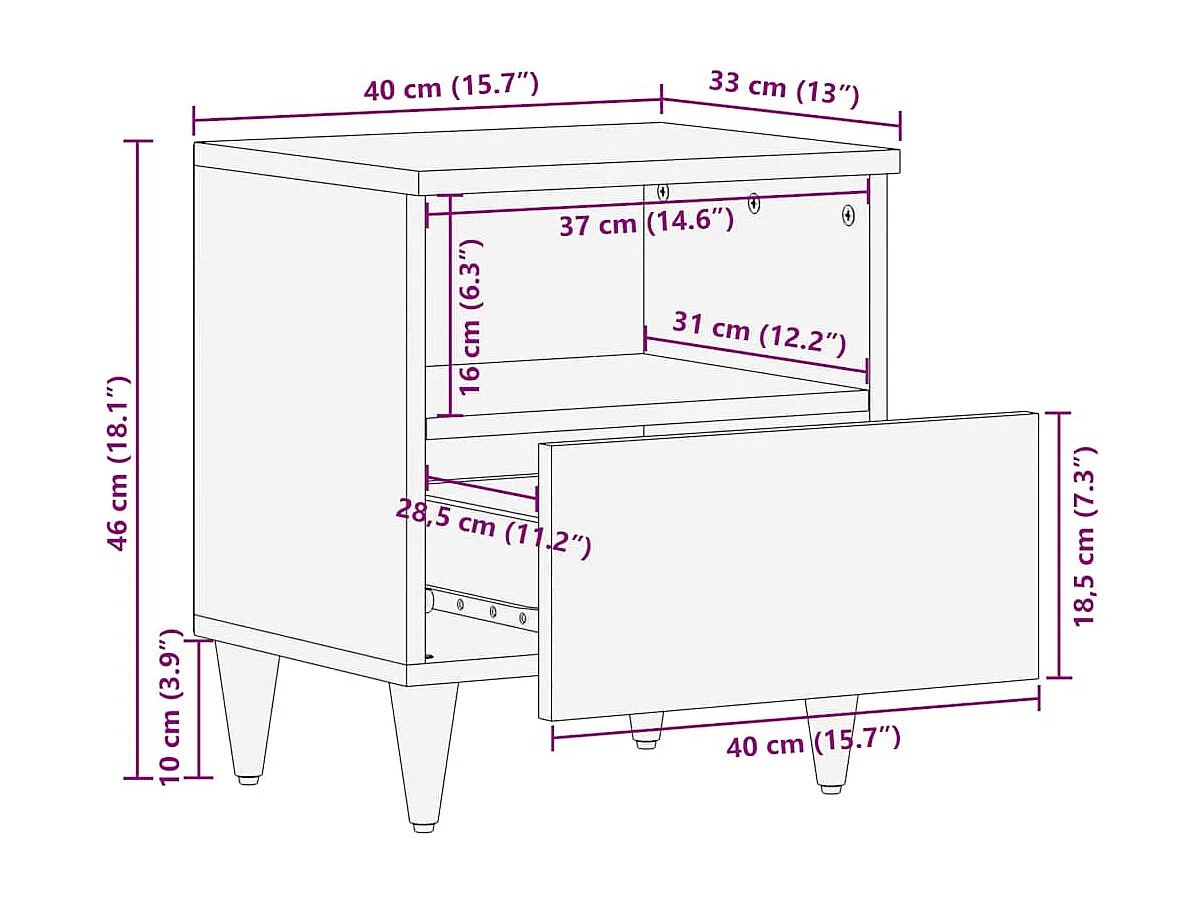 Tables chevet 2 pcs gris clair 40x33x46 cm bois manguier solide