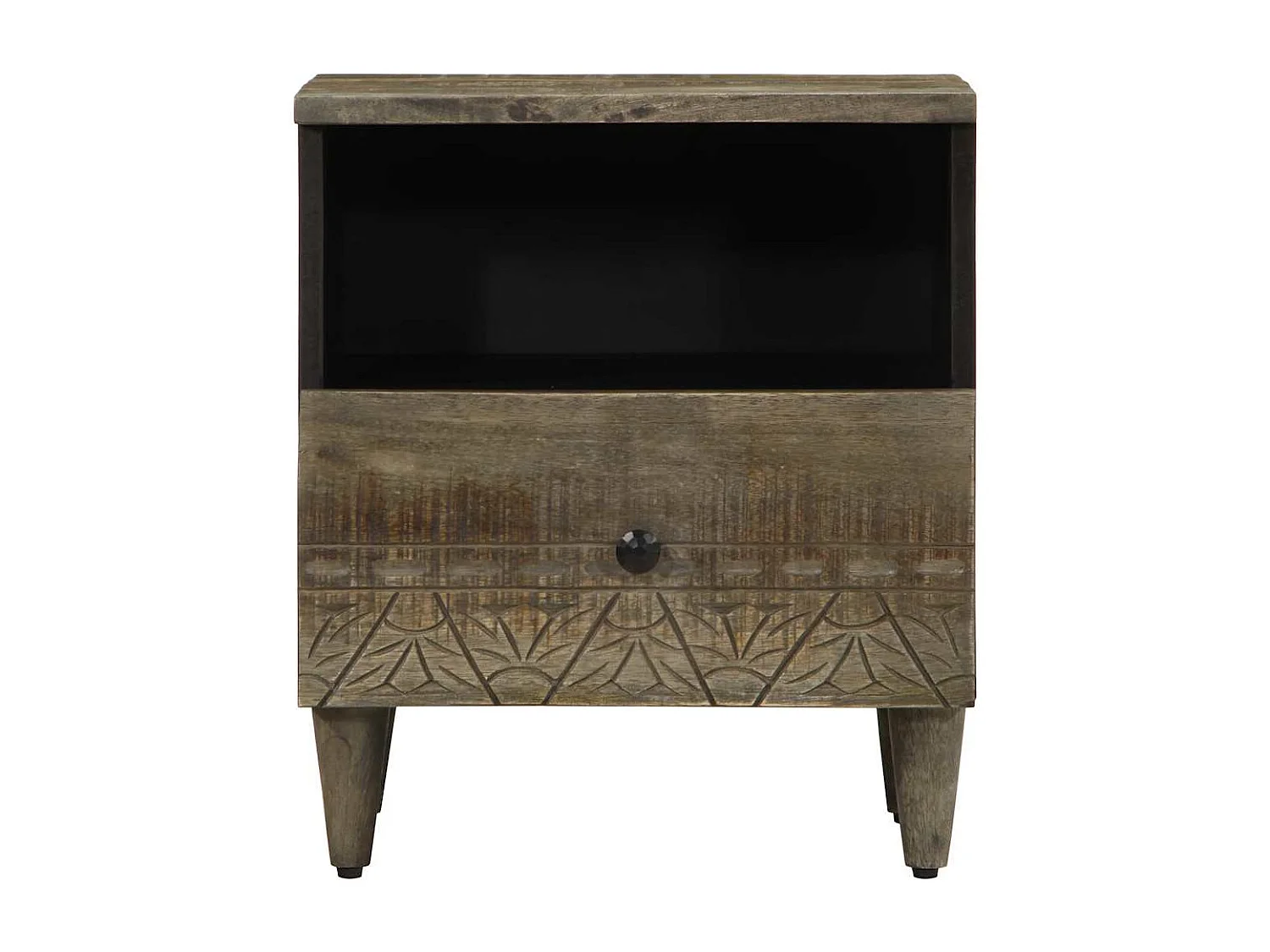 Comodini 2pz Grigio Chiaro 40x33x46 cm in Legno Massello Mango