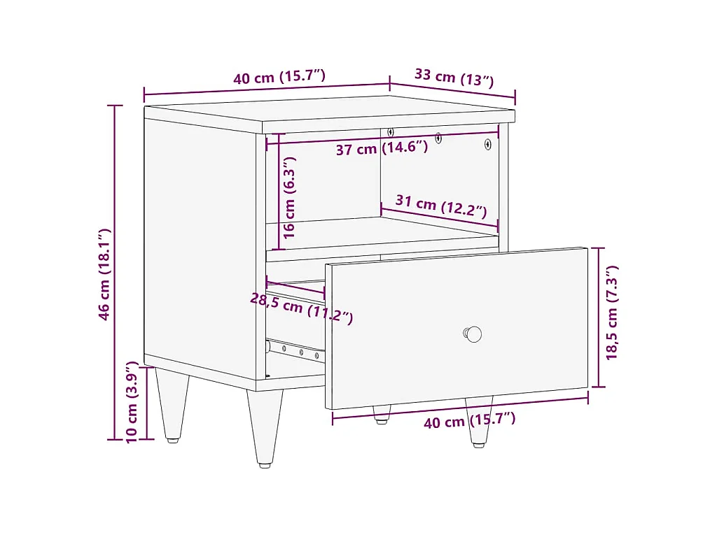 Nachttische 2 Stück Hellgrau 40x33x46 cm Massivholz Mango