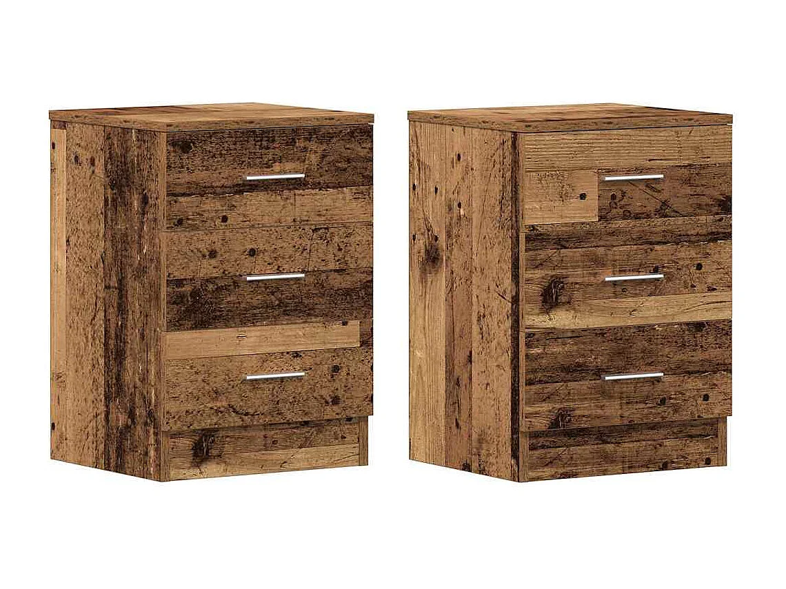 Tables de chevet 2 pcs vieux bois 38x35x55 cm bois d'ingénierie