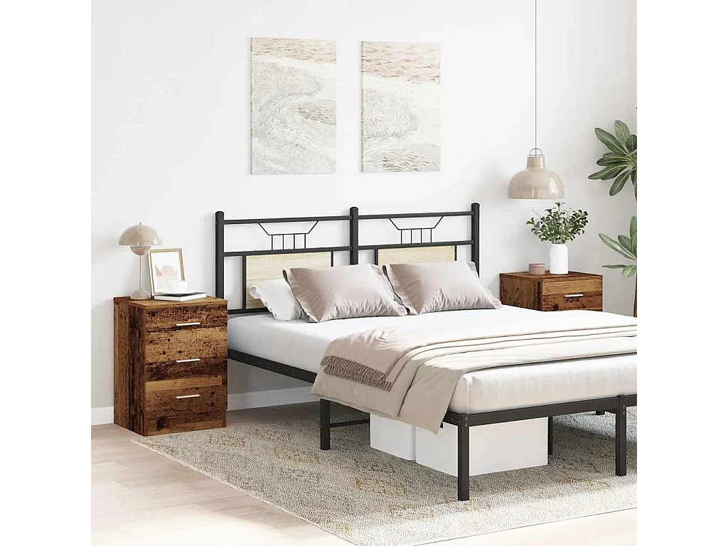 Mesitas noche 2uds madera contrachapada madera vieja 38x35x55cm