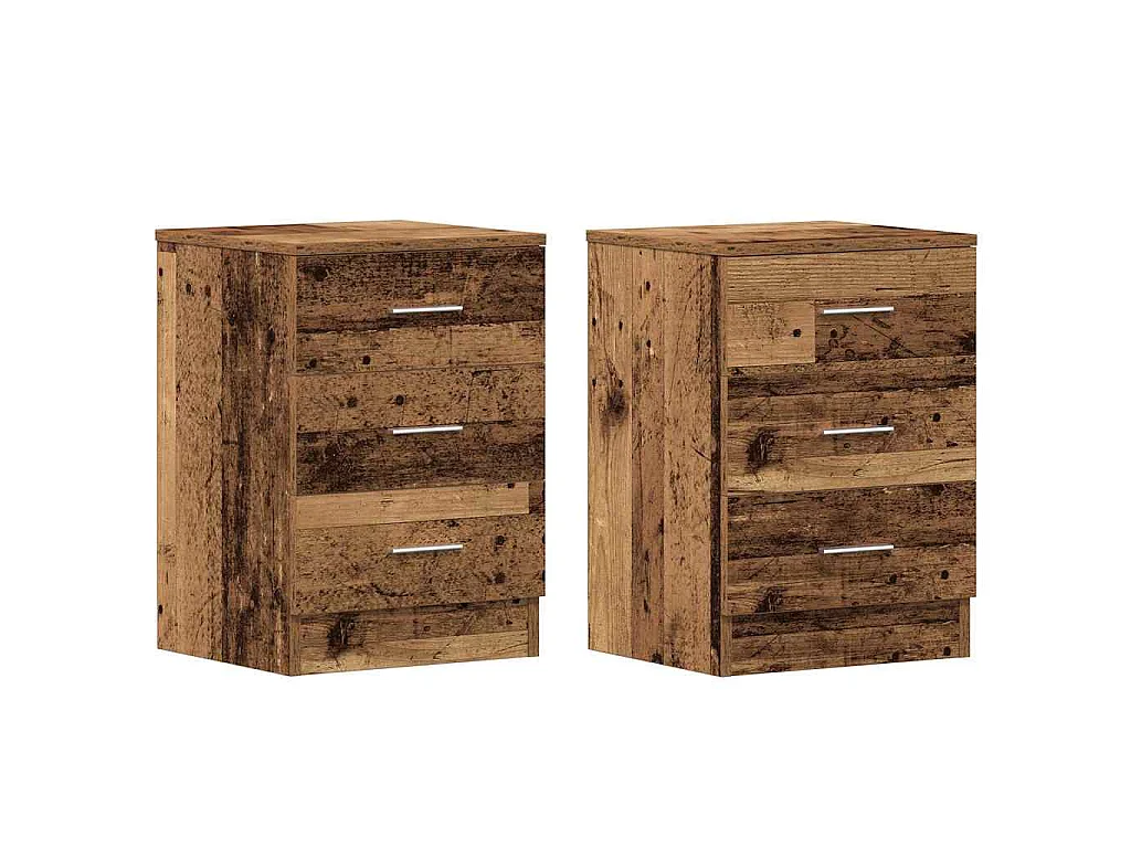 Tables de chevet 2 pcs vieux bois 38x35x55 cm bois d'ingénierie