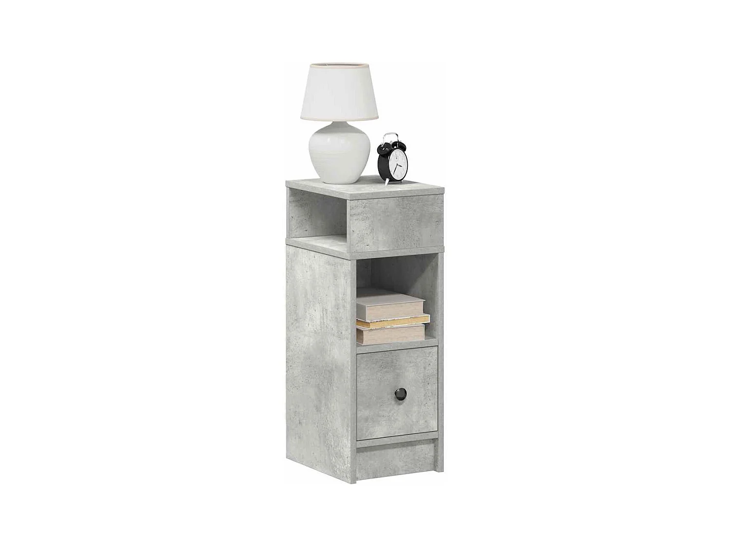 Tables de chevet 2 pcs avec tiroir gris béton 25x31x66 cm