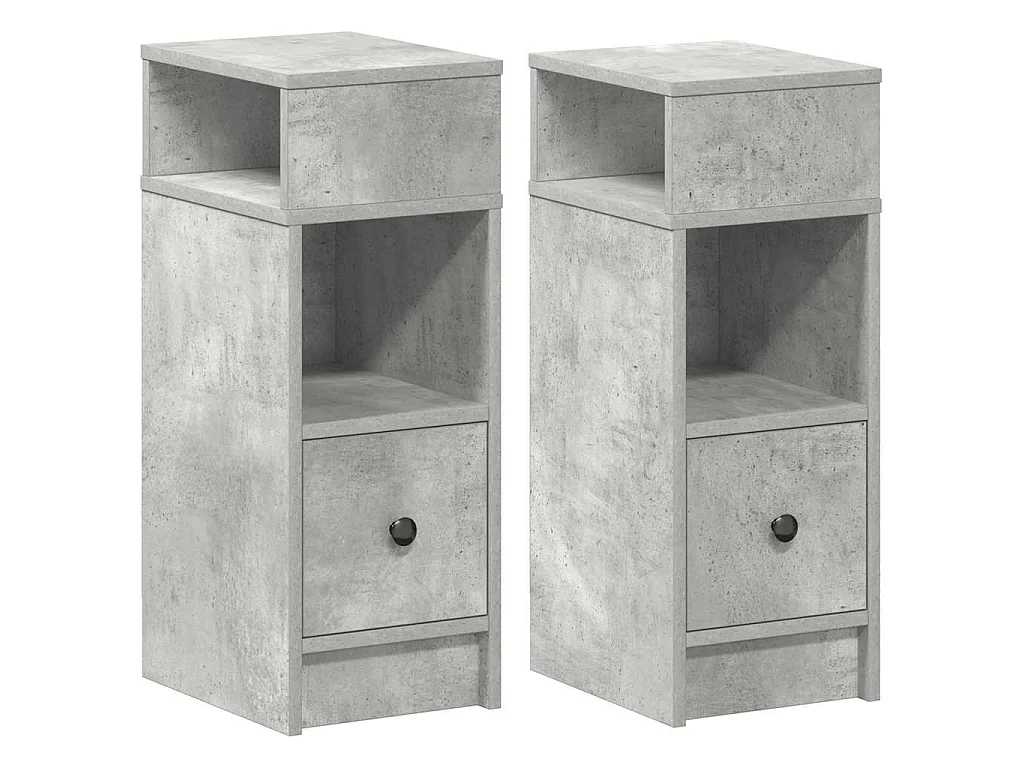 Nachtkastjes 2 st met lade 25x31x66 cm betongrijs