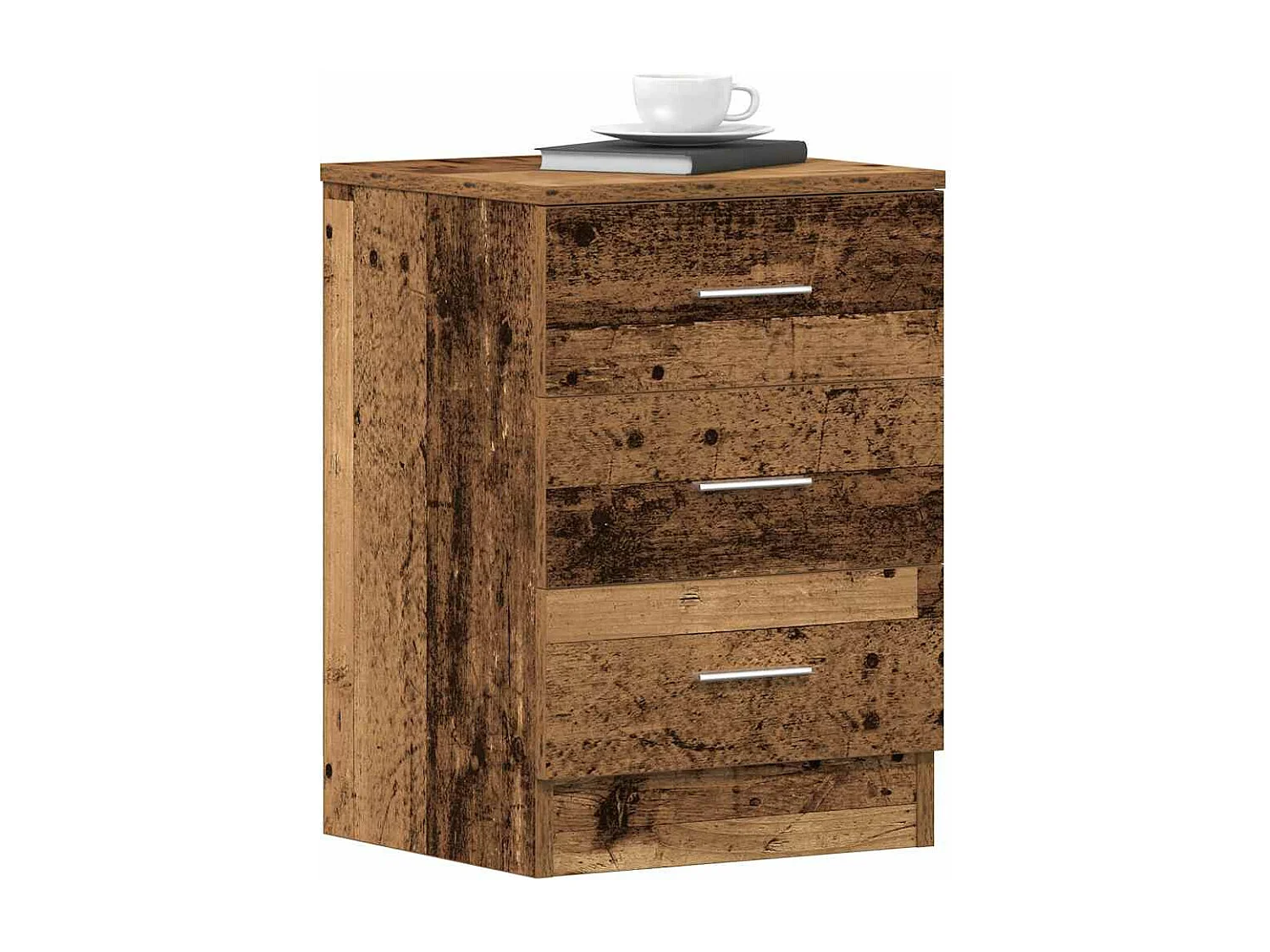 Nachtkastje 38x35x55 cm bewerkt hout oud houtkleurig