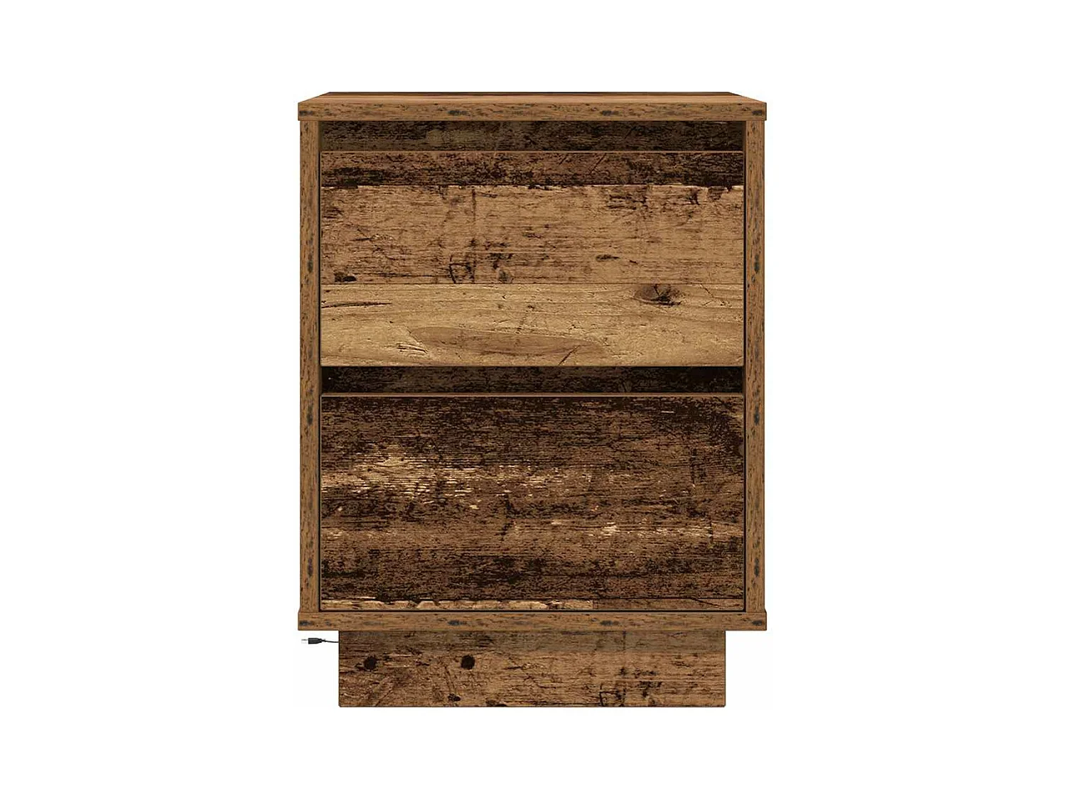 Table de chevet avec lumières LED vieux bois 38x34x50 cm