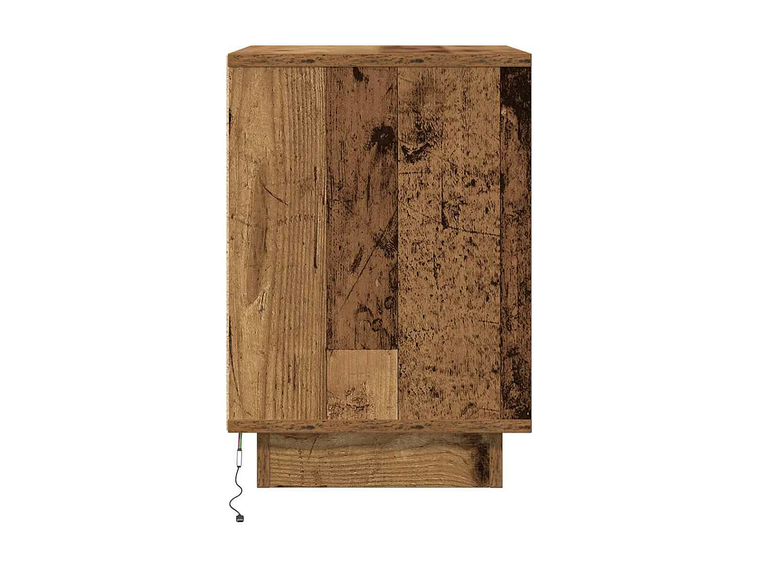 Table de chevet avec lumières LED vieux bois 38x34x50 cm