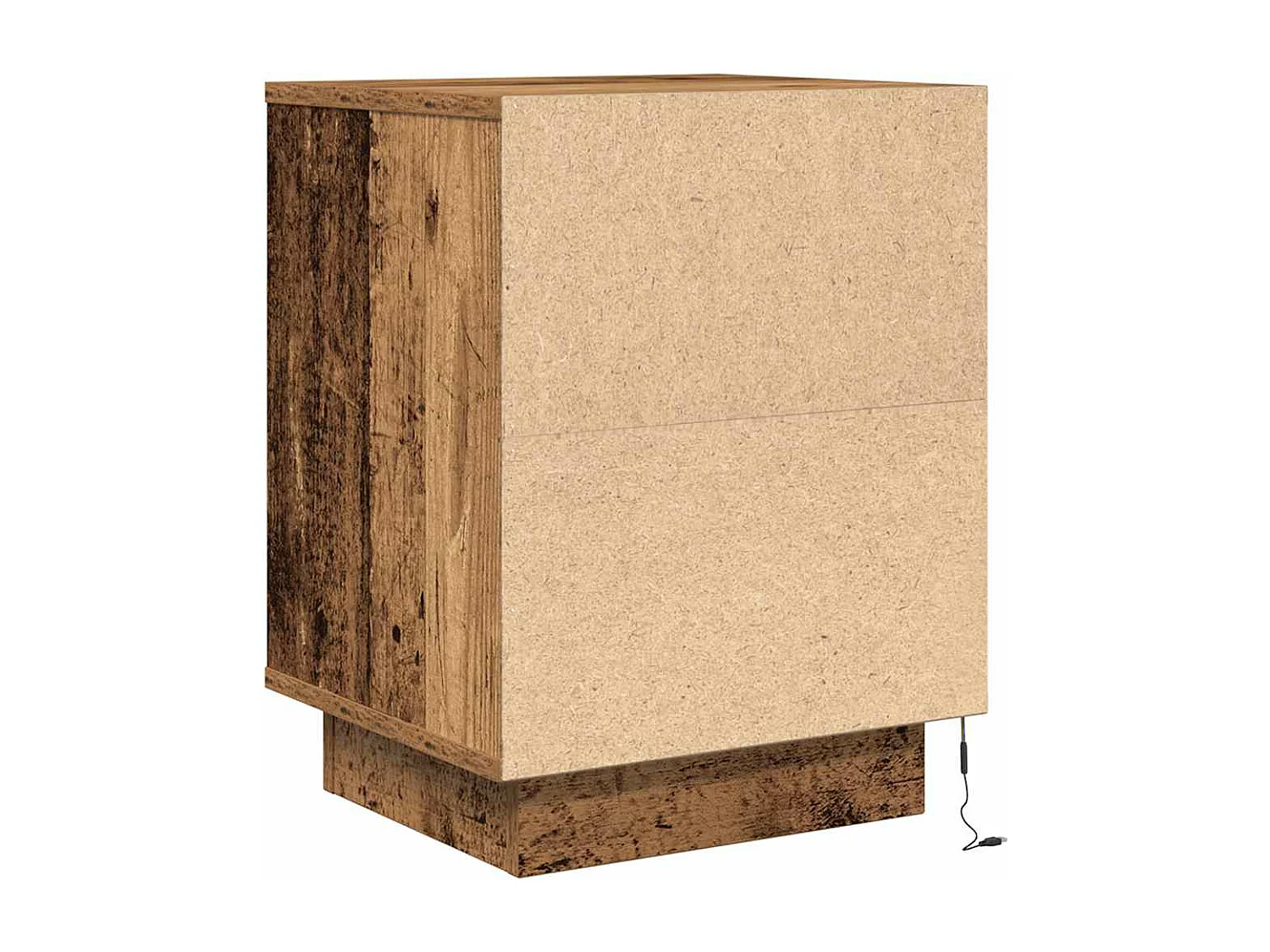 Table de chevet avec lumières LED vieux bois 38x34x50 cm