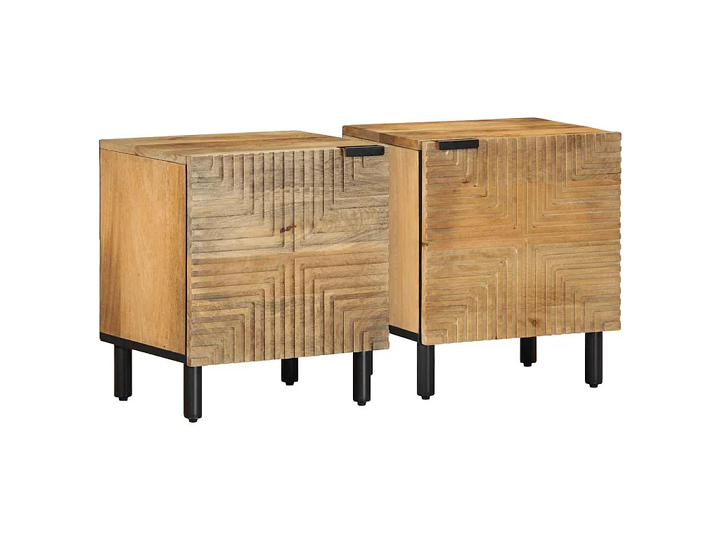 Nachtkastjes 2 st 40x33x46 cm massief mangohout bruin