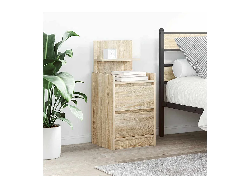 Tables de chevet avec 2 tiroirs 2 pcs chêne sonoma 38x34x80 cm