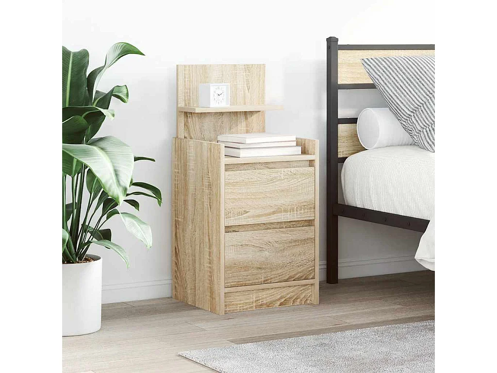 Mesas de cabeceira c/ 2 gavetas 2pcs 38x34x80cm carvalho sonoma