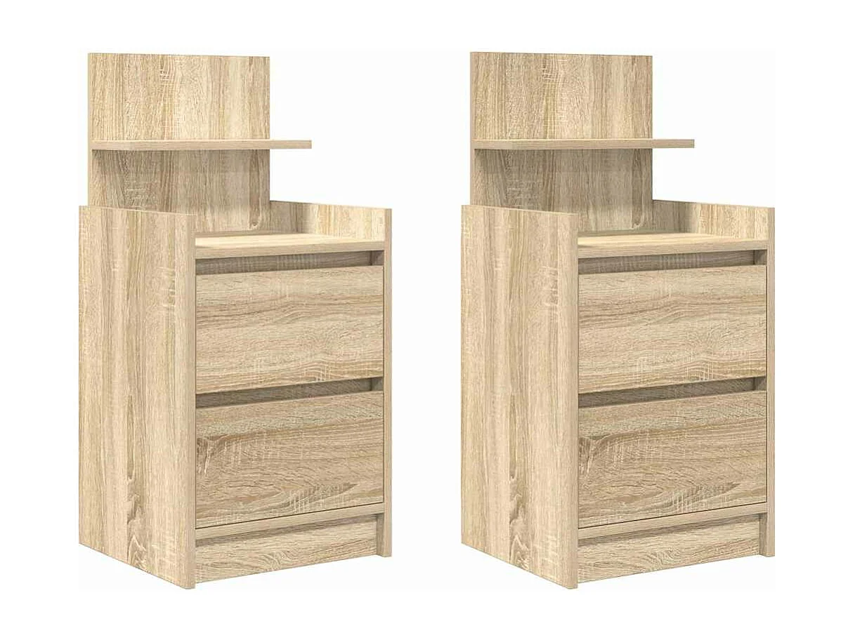 Mesas de cabeceira c/ 2 gavetas 2pcs 38x34x80cm carvalho sonoma