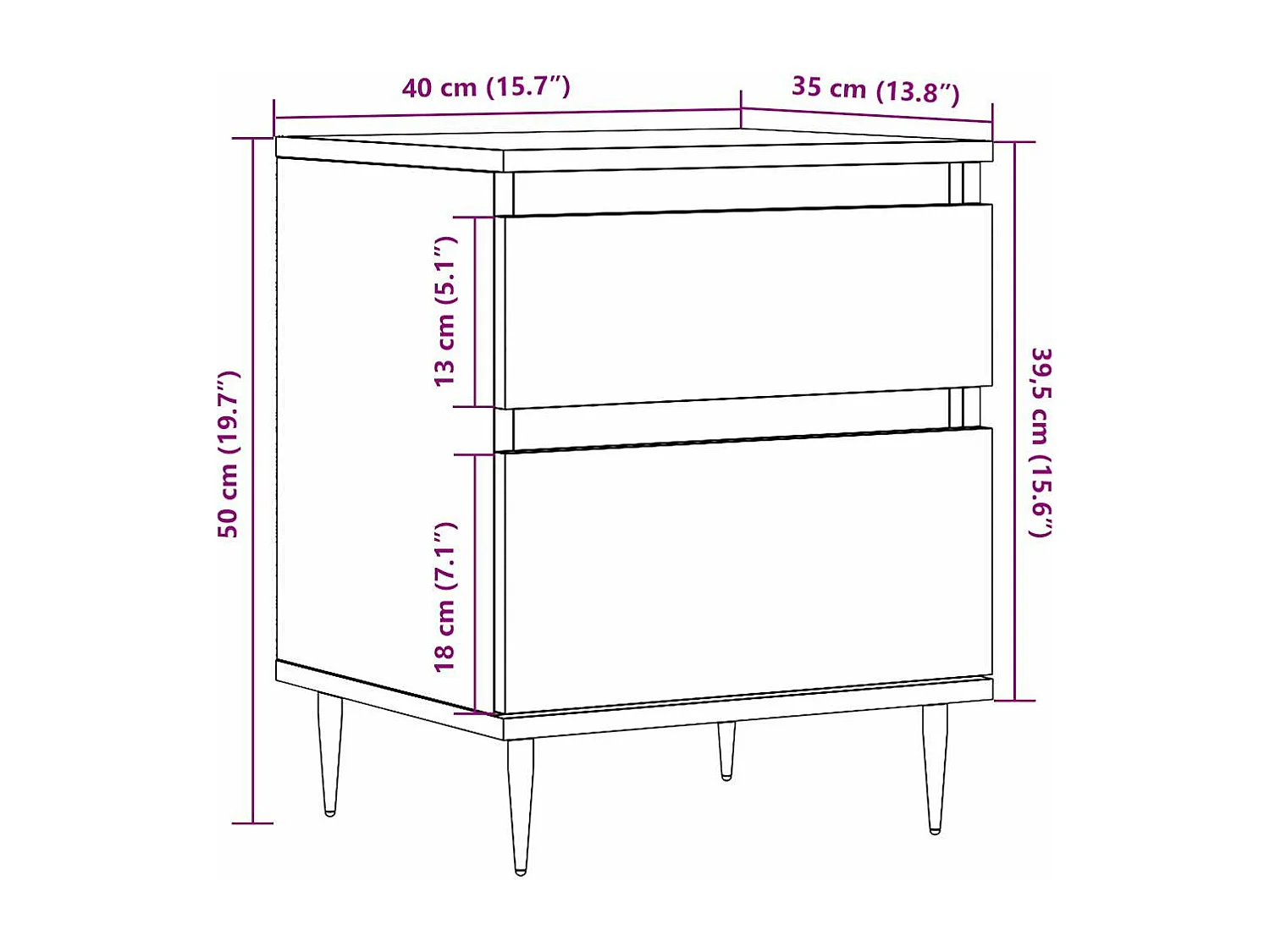 Nachttisch Altholz-Optik 40x35x50 cm Holzwerkstoff