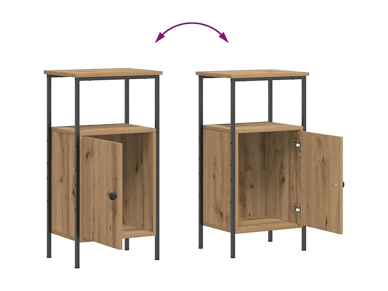 Table de chevet chêne artisanal 41x31x80 cm bois d'ingénierie