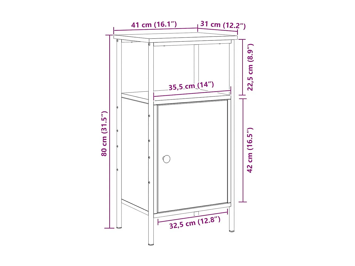 Nachttisch Artisan-Eiche 41x31x80 cm Holzwerkstoff
