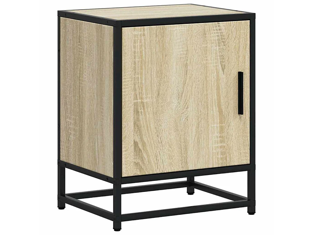 Tables de chevet 2 pcs chêne sonoma bois d'ingénierie et métal