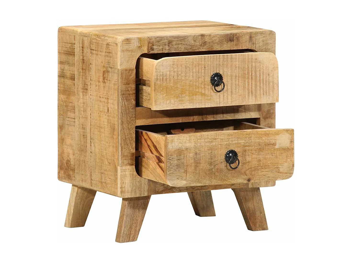 Mesilla de noche 2 uds 40x32x46 cm madera mango rugosa