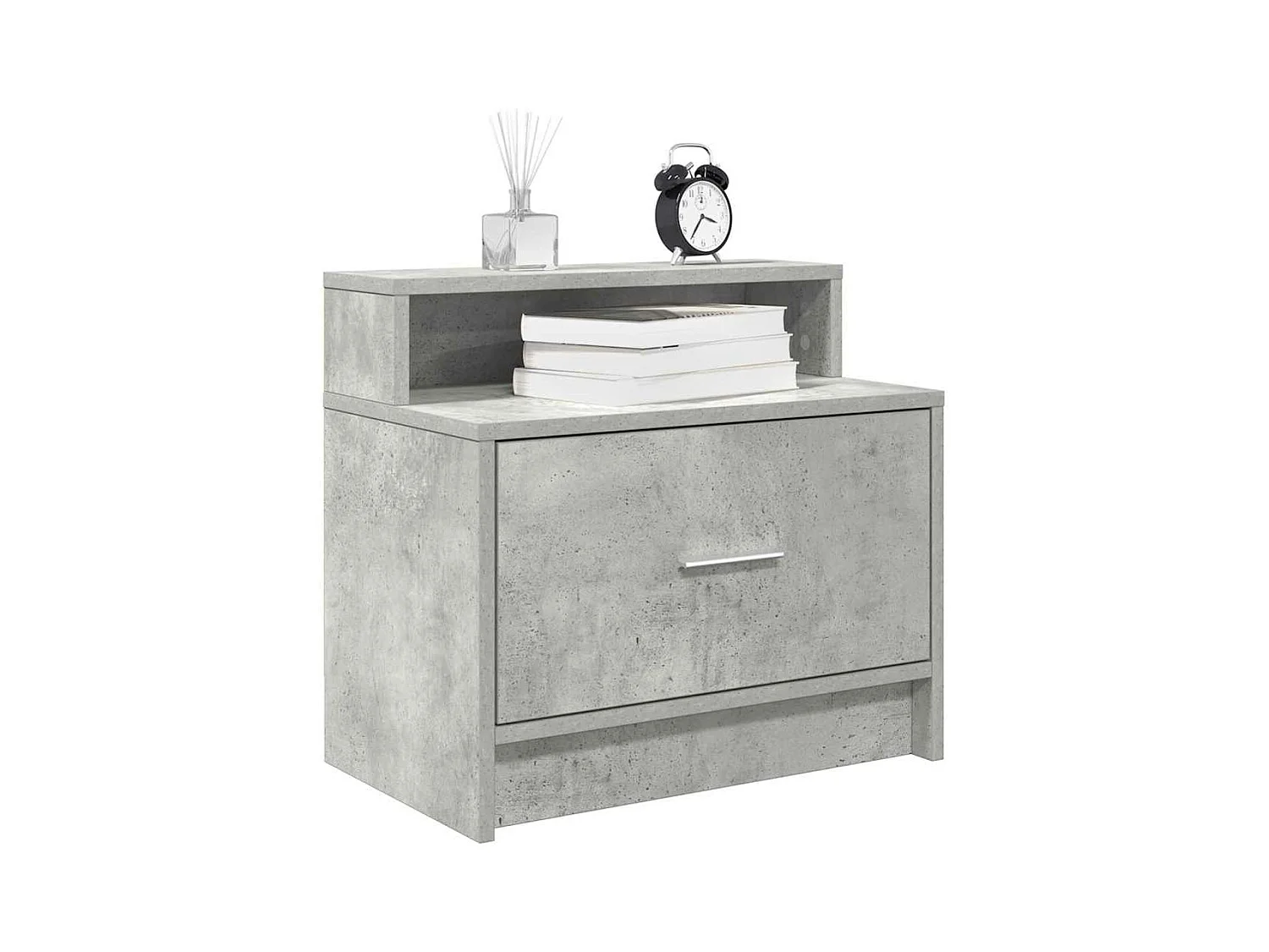 Table de chevet avec tiroir gris béton 51x31x47 cm