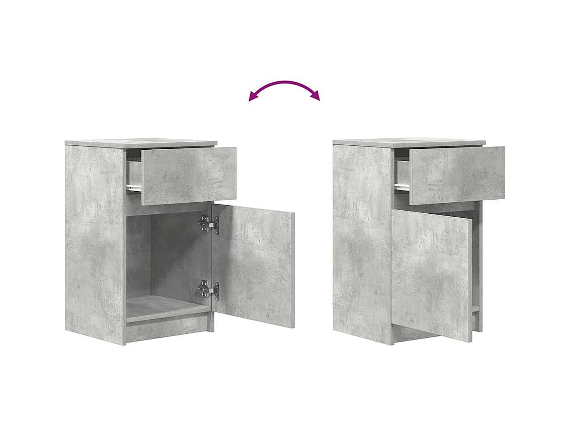 Tables de chevet 2 pcs gris béton 39x35x65 cm bois ingénierie