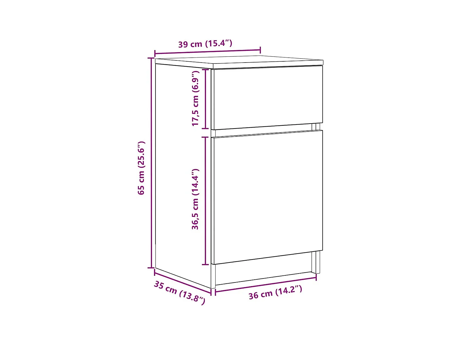 Tables de chevet 2 pcs gris béton 39x35x65 cm bois ingénierie