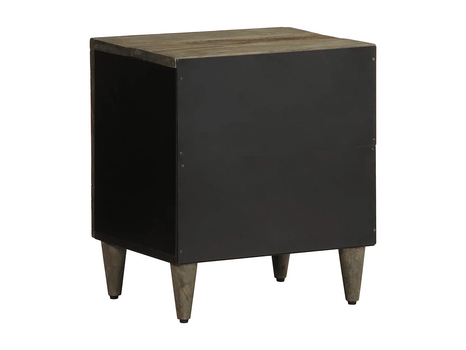 Comodino Grigio Chiaro 40x33x46 cm in Legno Massello di Mango