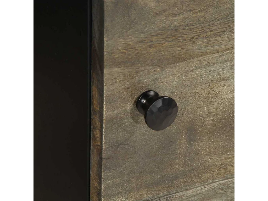 Comodino Grigio Chiaro 40x33x46 cm in Legno Massello di Mango