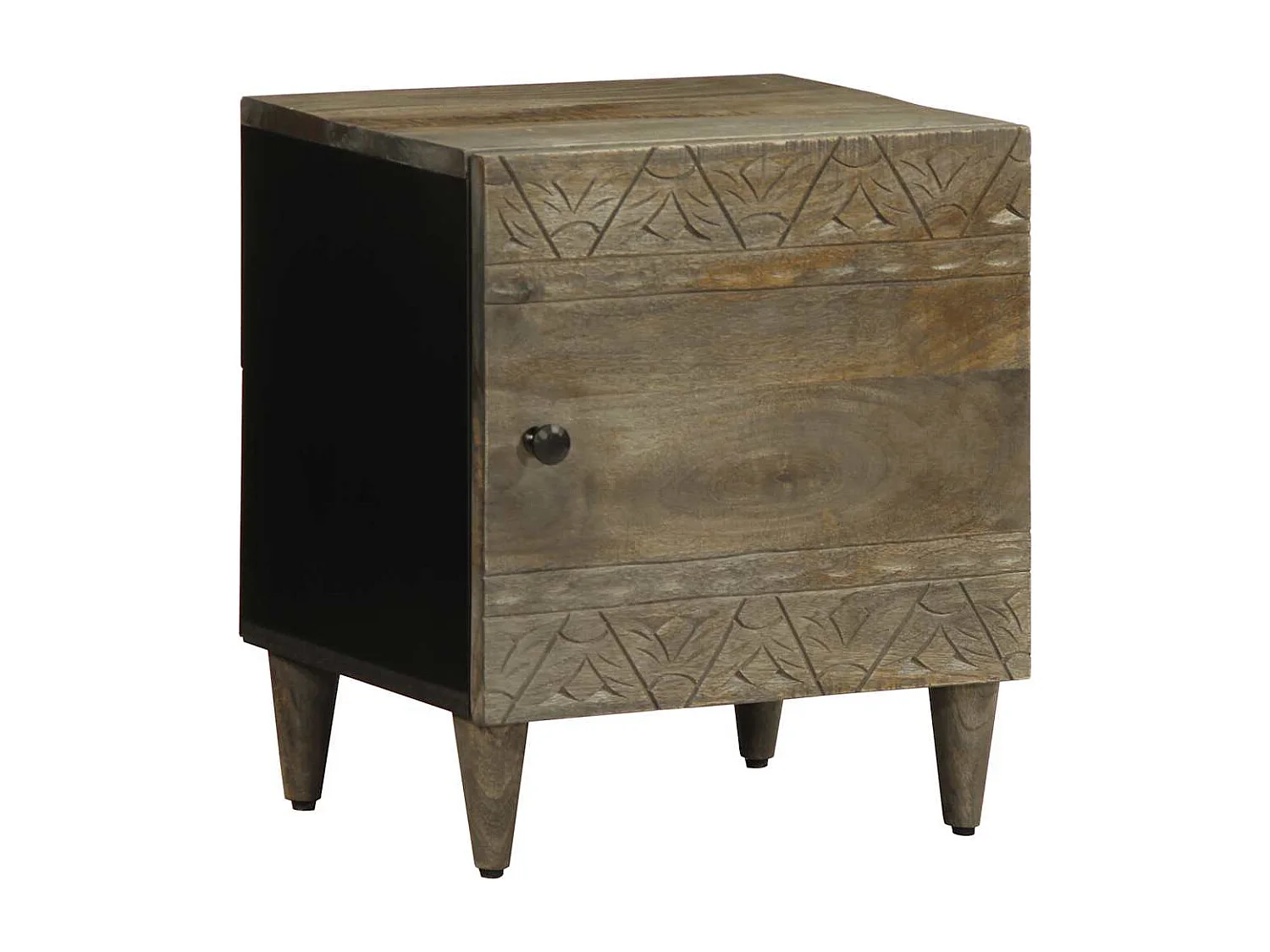 Comodino Grigio Chiaro 40x33x46 cm in Legno Massello di Mango