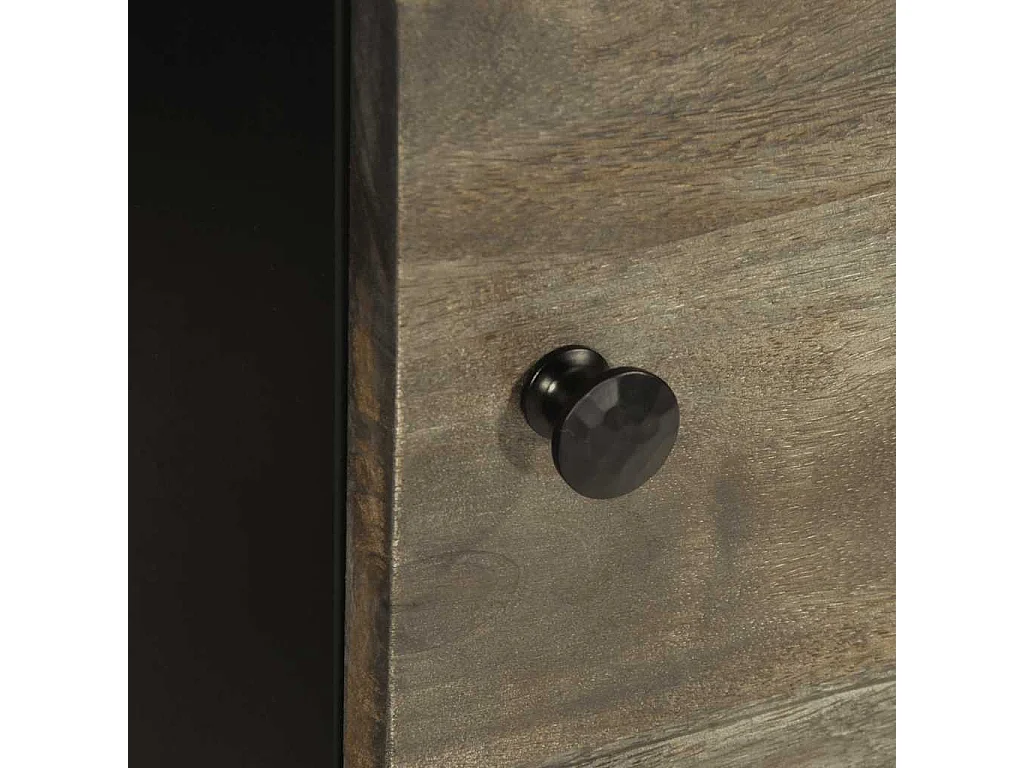 Comodino Grigio Chiaro 40x33x46 cm in Legno Massello di Mango