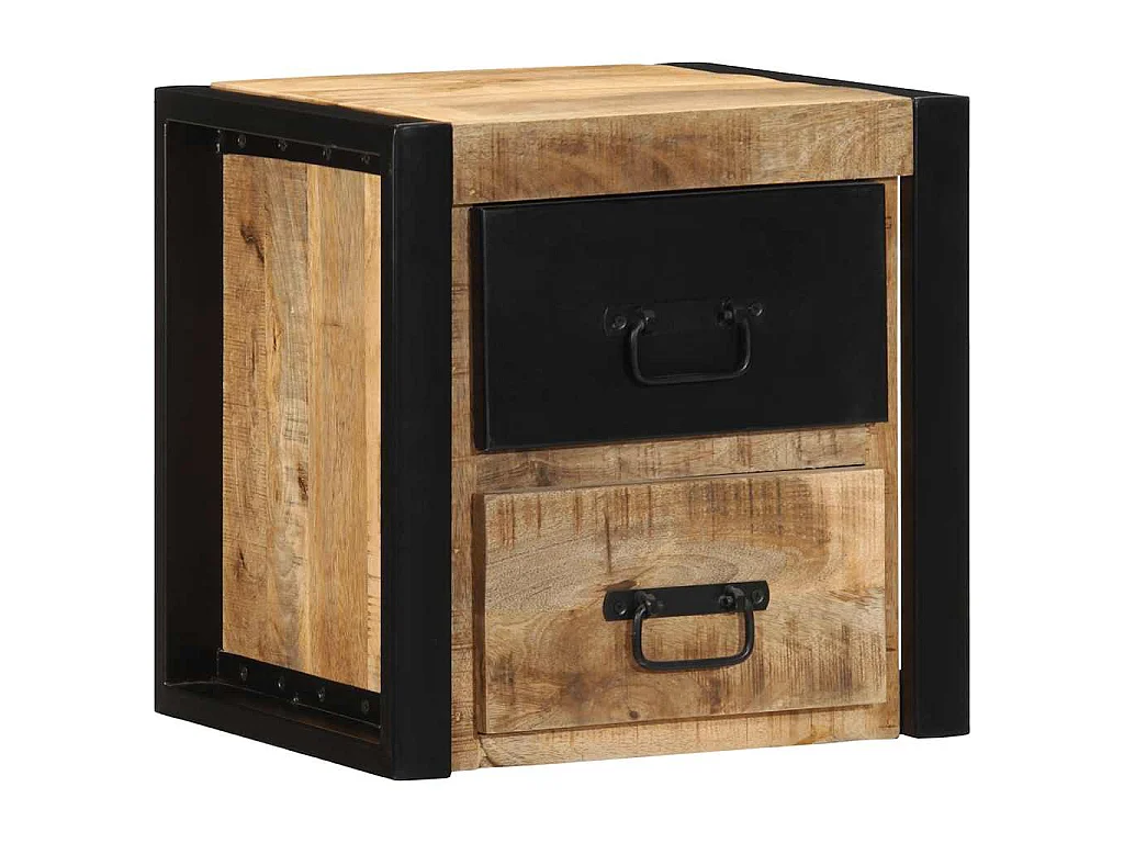 Nachttisch 40x35x40 cm Raues Mango-Massivholz
