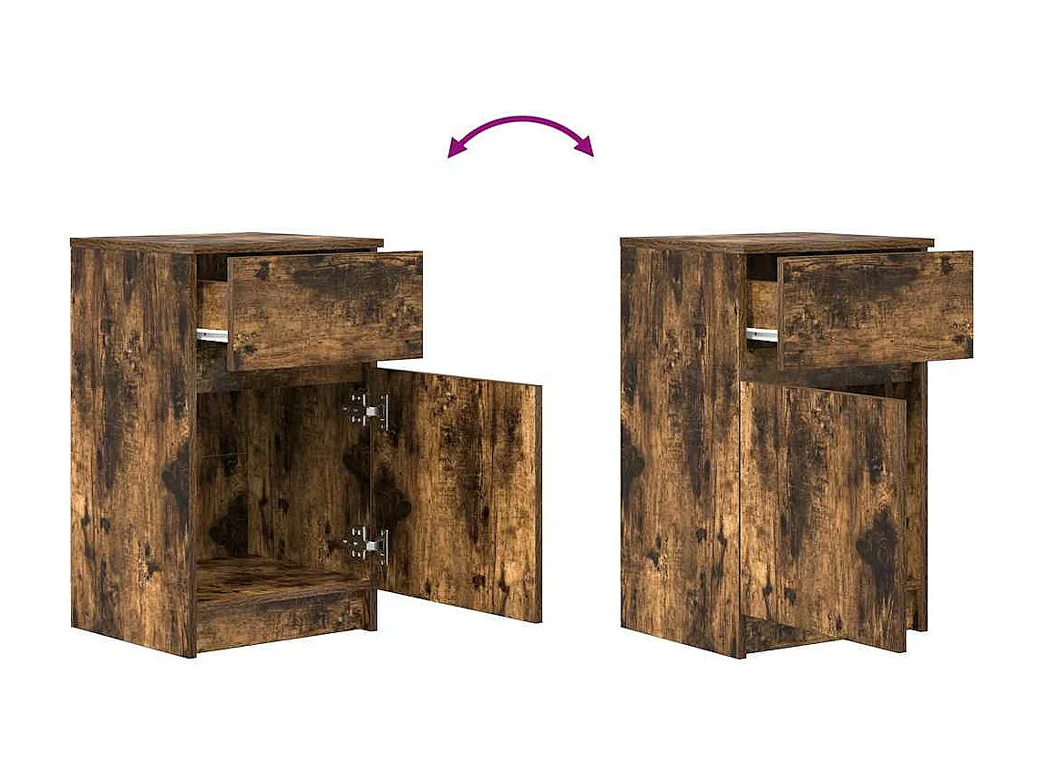 Tables de chevet 2 pcs chêne fumé 39x35x65 cm bois d'ingénierie