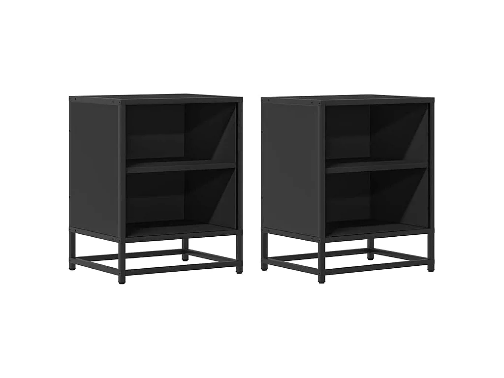 Nachttische 2 Stk. Schwarz 40x31x50 cm Holzwerkstoff und Metall