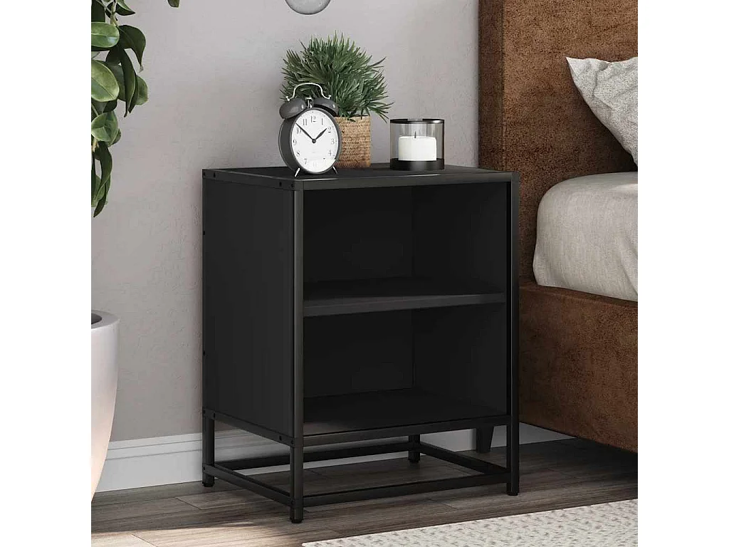 Nachttische 2 Stk. Schwarz 40x31x50 cm Holzwerkstoff und Metall