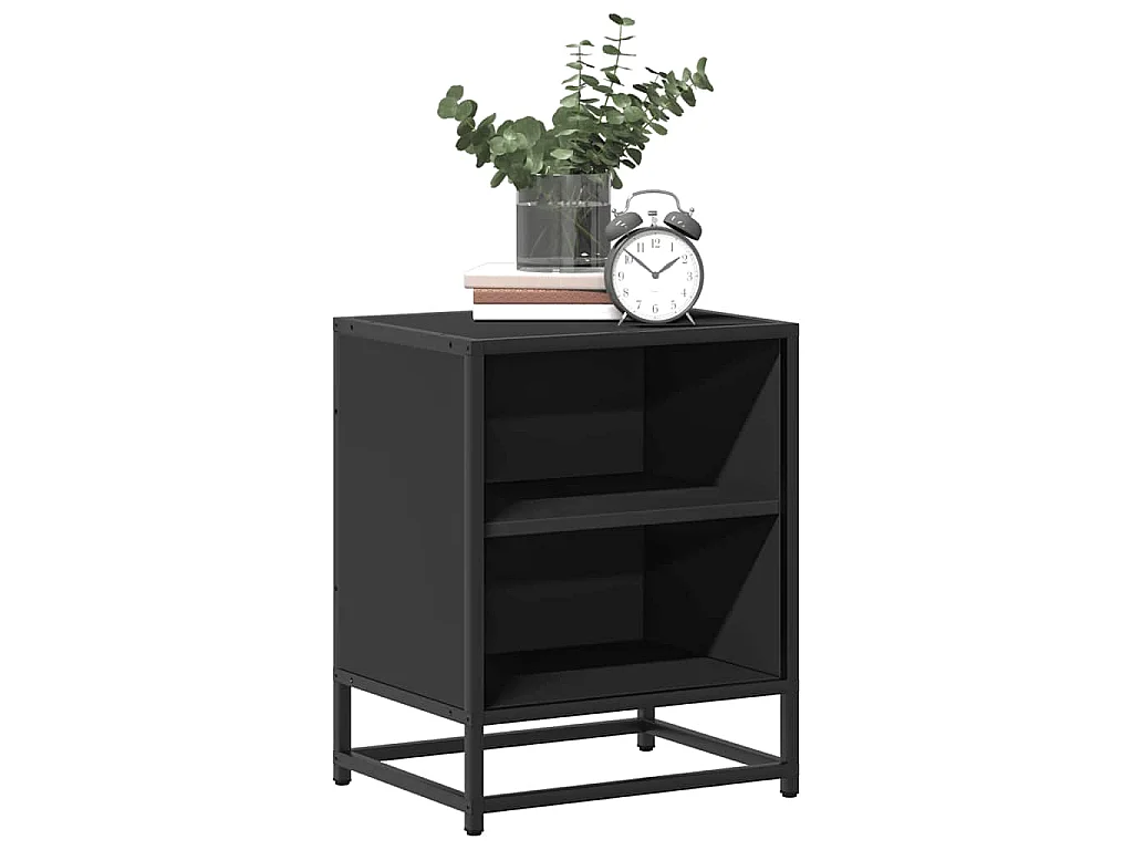 Nachttische 2 Stk. Schwarz 40x31x50 cm Holzwerkstoff und Metall