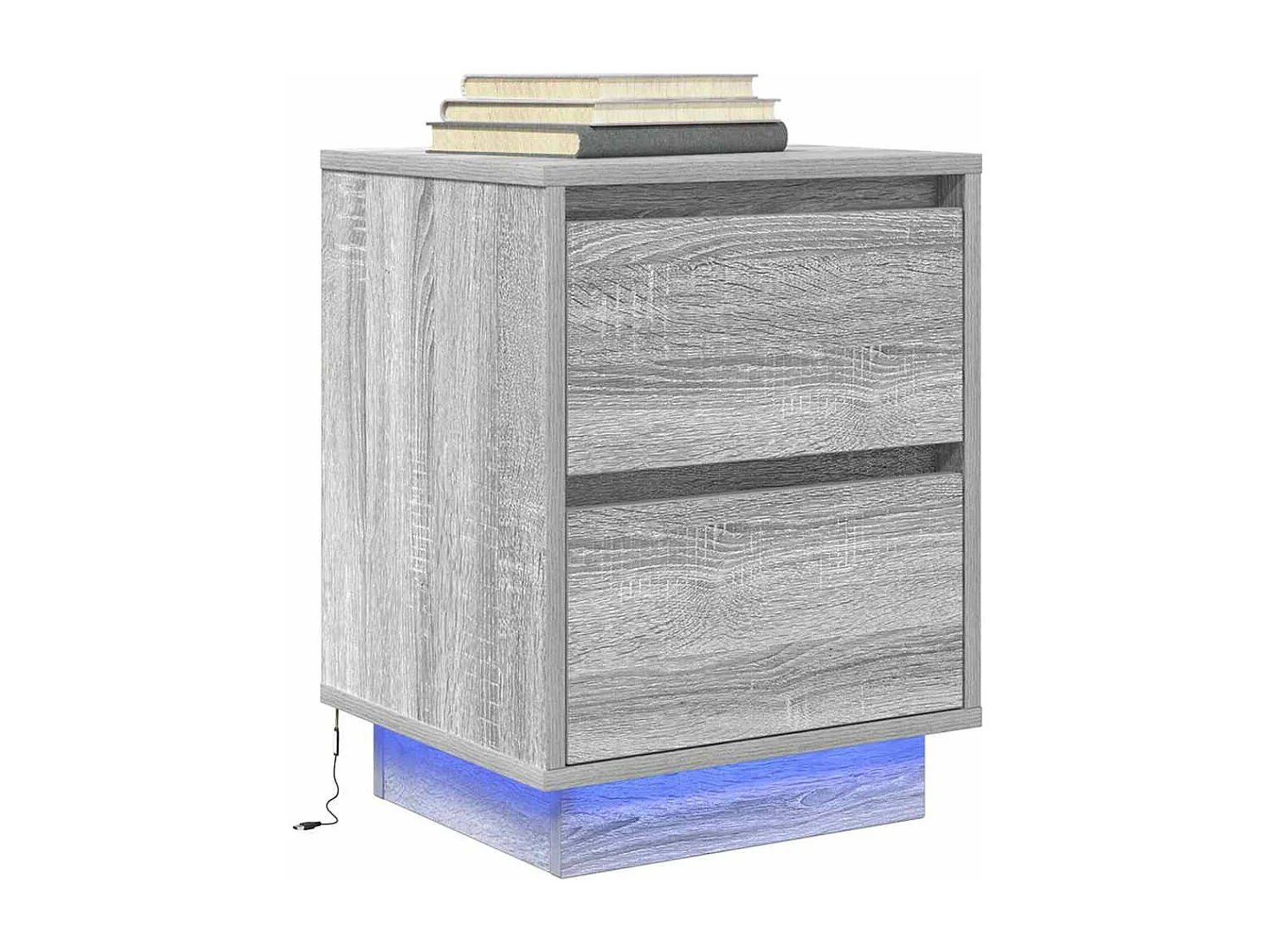 Tables de chevet avec lumières LED 2pcs sonoma gris 38x34x50 cm