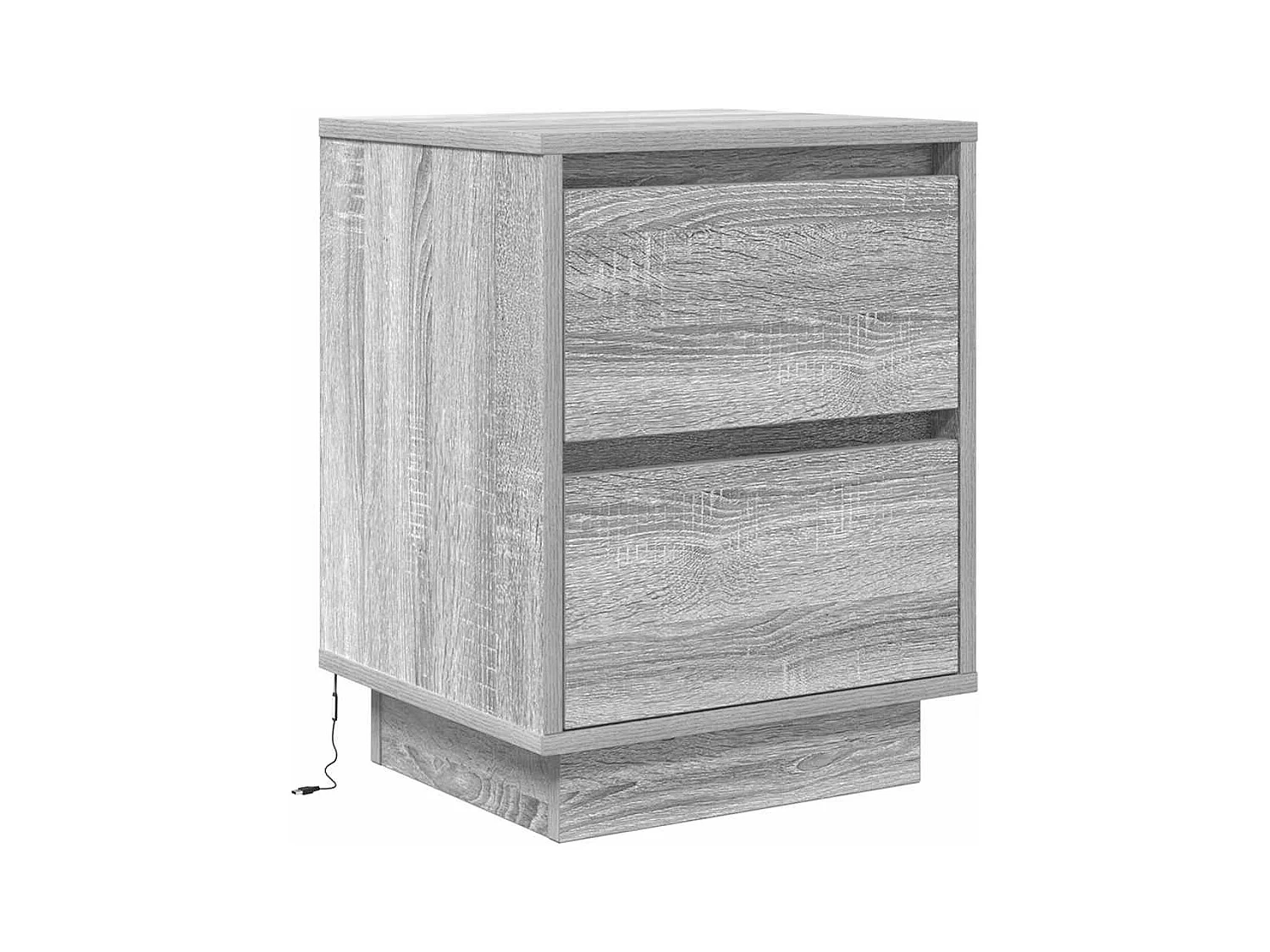 Nachtkastjes met LED 2 st 38x34x50 cm grijs sonoma