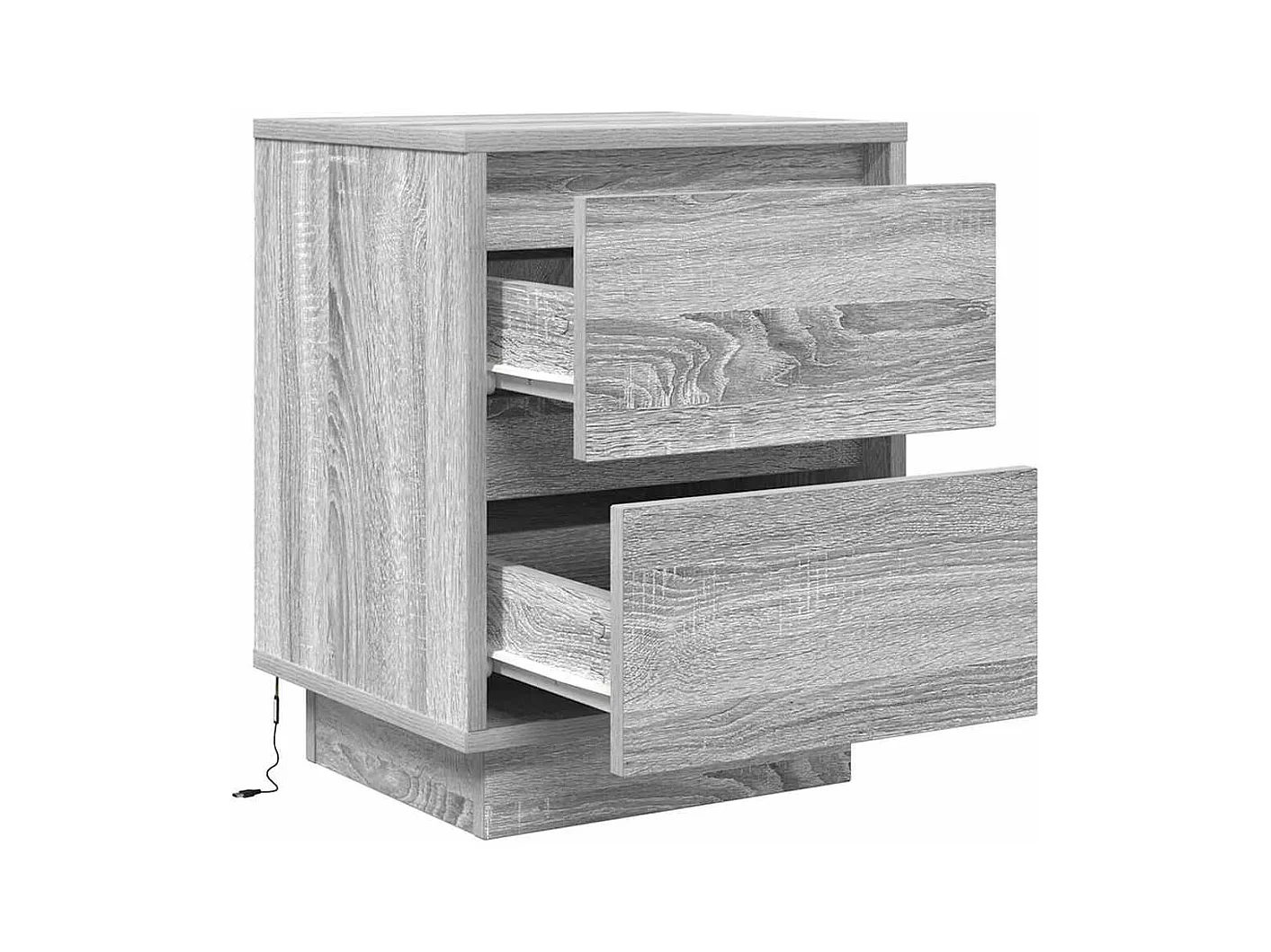 Nachtkastjes met LED 2 st 38x34x50 cm grijs sonoma